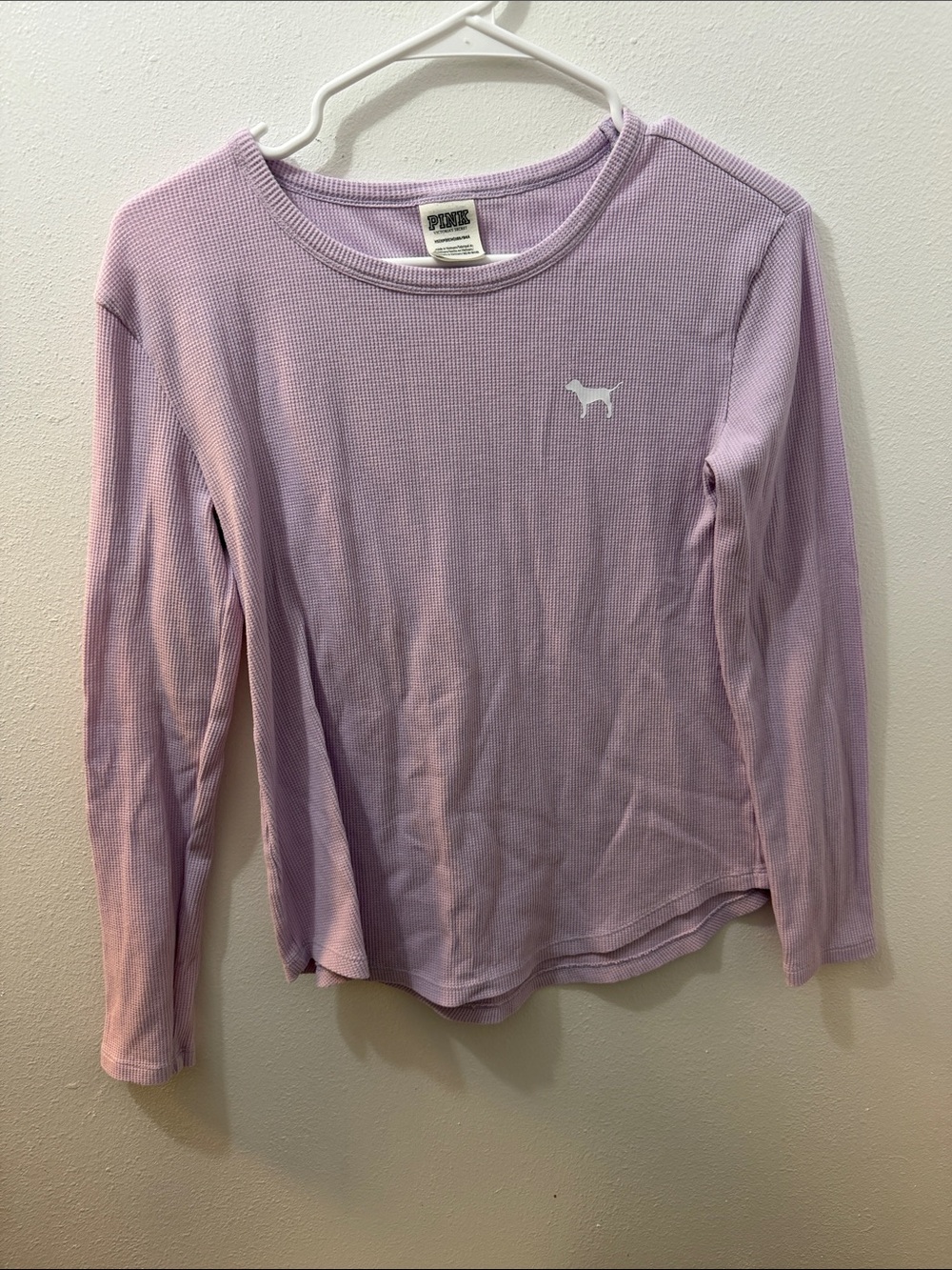 PINK Victoria's Secret Kids Long-Sleeve Waffle Knit Top - Lavender